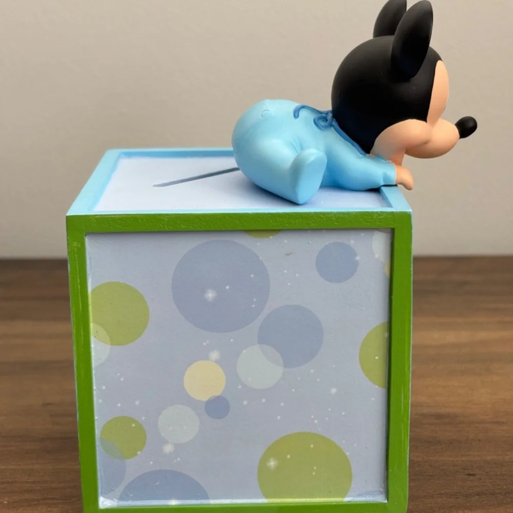 DISNEY BABY Mickey Mouse PRECIOUS MOMENTS Photo Cube Piggy Bank 152703 Showcase